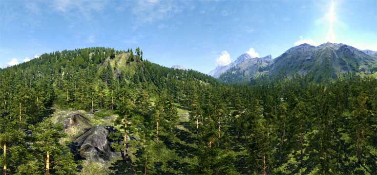 Unigine Valley panorama - green valley - created 2014